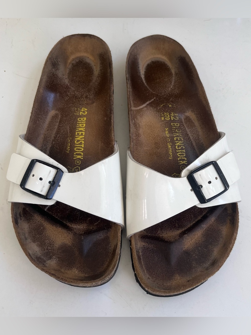 Birkenstock Madrid One Strap White Leather L 11-11.5 M 9-9.5 EU42 Flats Sandals